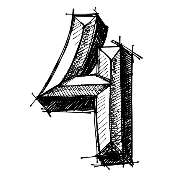 Bosquejo negro dibujo de números — Archivo Imágenes Vectoriales