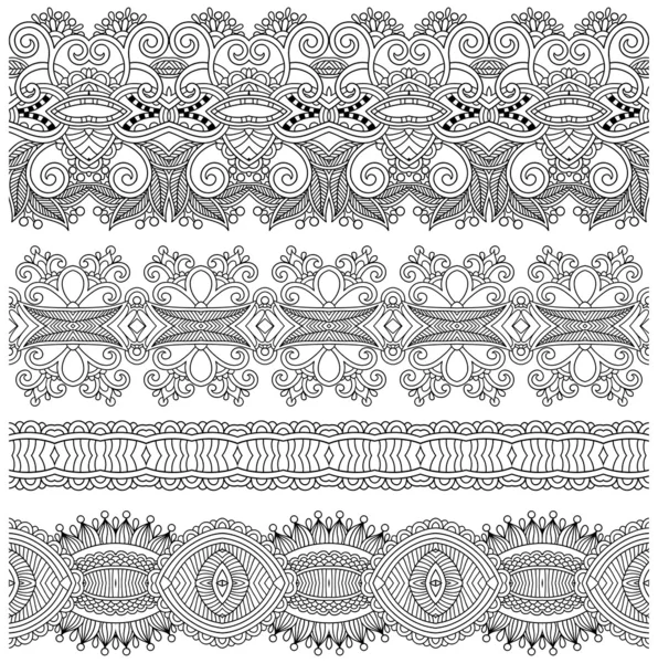 Collection of seamless ornamental floral stripes — Stock Vector