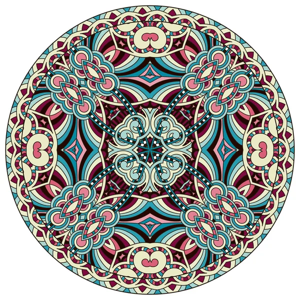 Kreis Spitze Ornament, runde ornamentale geometrische Deckchenmuster — Stockvektor