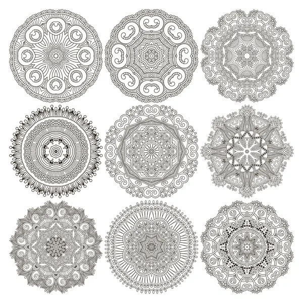 円レース装飾、円形装飾幾何学的なデイリーパターン — ストックベクタ