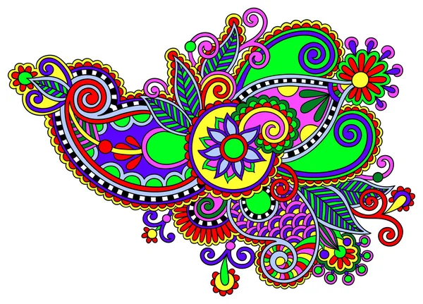 Original línea de dibujo digital arte ornato flor diseño . — Vector de stock