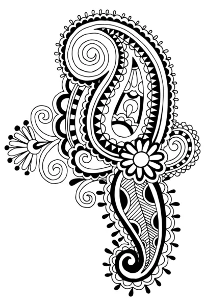 Black line art ornate flower design — Stock Vector