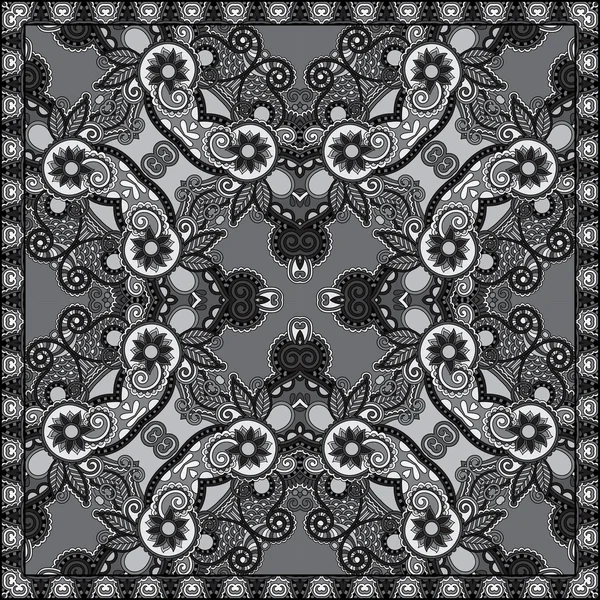 Gris ornamental floral paisley bandanna . — Archivo Imágenes Vectoriales