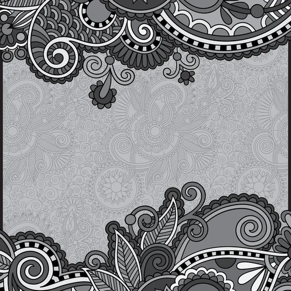 Grey vintage floral ornamental template on flower background — Stock Vector