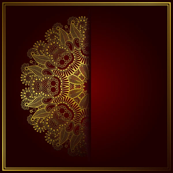 Elegante línea de oro arte ornamental encaje círculo patrón — Vector de stock