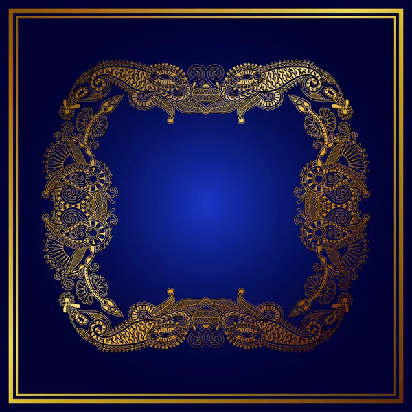 Elegant gold line art ornamental lace circle pattern — Stock Vector