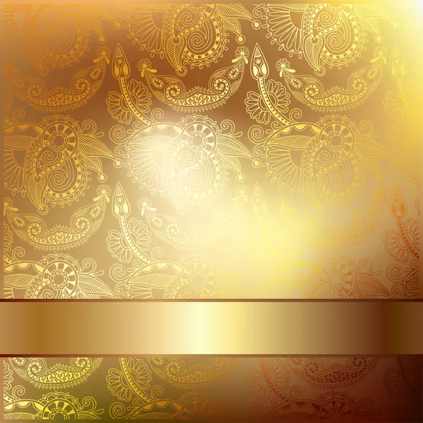 Złoty kwiat elegancki tło wzór koronki — Wektor stockowy