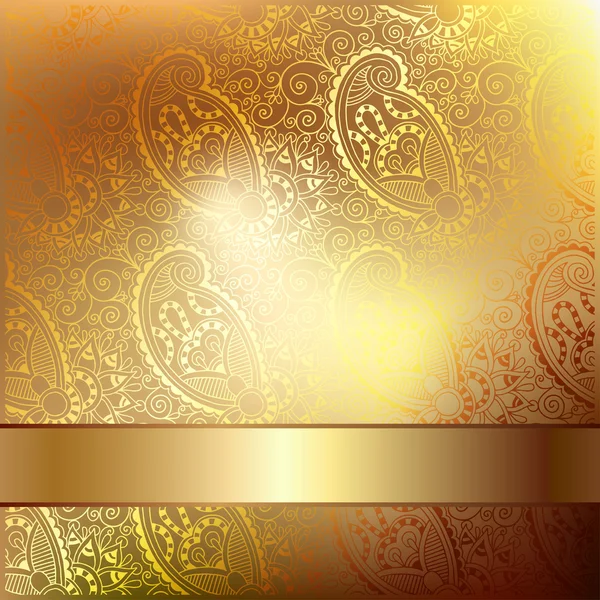 Gold elegant flower background with a lace pattern — Stock Vector