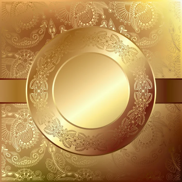 Gold elegant flower background with a lace pattern — Stock Vector