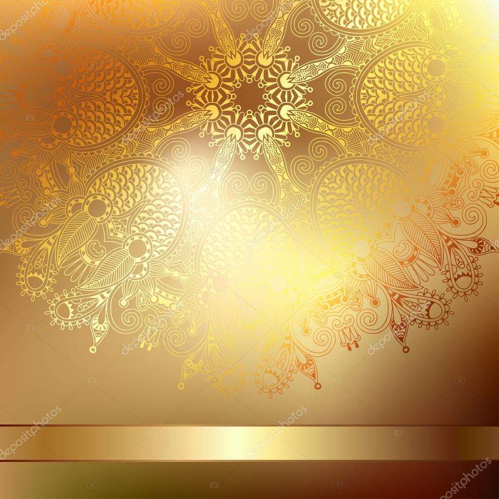 Gold elegant flower background with a lace pattern — Stock Vector ...