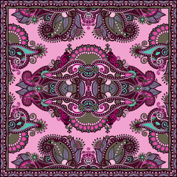 Paisley Floral Ornamental Tradicional Bandanna . — Vetor de Stock