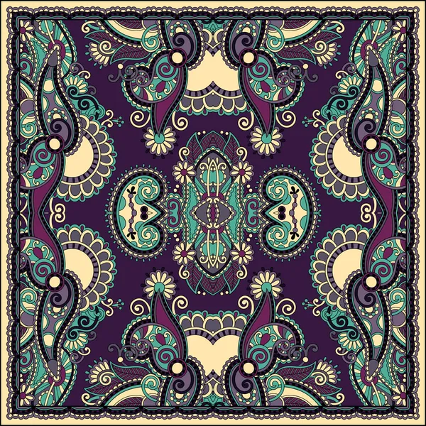 Paisley Floral Ornamental Tradicional Bandanna . — Vetor de Stock