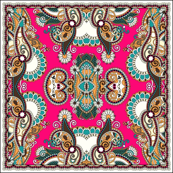 Traditional ornamental floral paisley bandanna. — Stock Vector