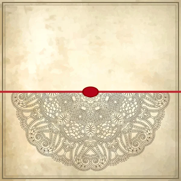 Květ kruh design na grunge pozadí s krajkou ornament — Stockový vektor