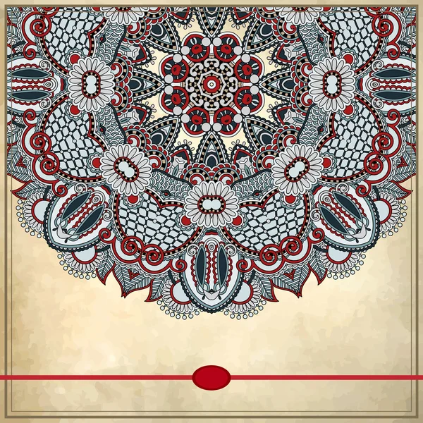 Diseño del círculo de flores sobre fondo grunge con adorno de encaje — Archivo Imágenes Vectoriales