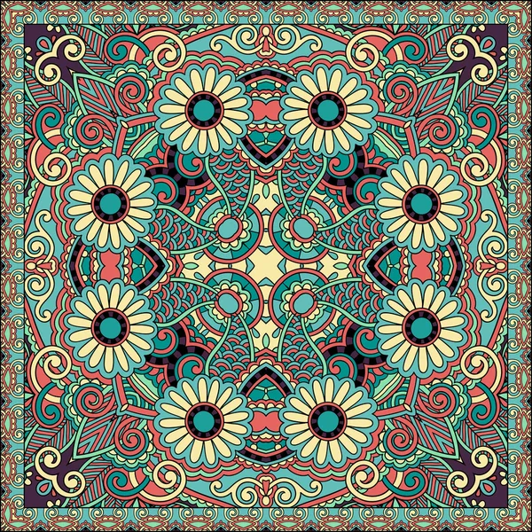 Ornamentale tradizionale floreale Paisley Bandanna . — Vettoriale Stock