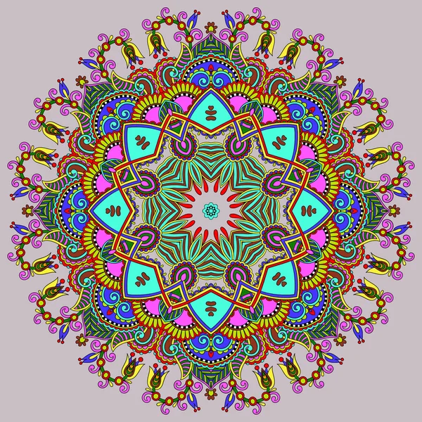 Ornement en dentelle circulaire, motif napperon géométrique décoratif rond — Image vectorielle