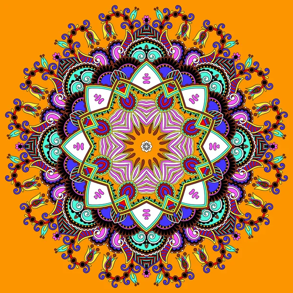 Cirkel kant ornament, ronde sier geometrische kleedje patroon — Stockvector