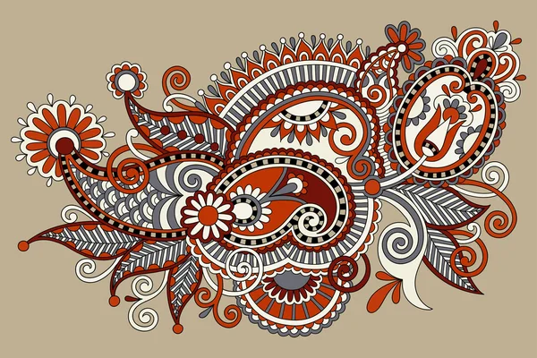 Original digital desenhar linha arte ornamentado flor design . — Vetor de Stock