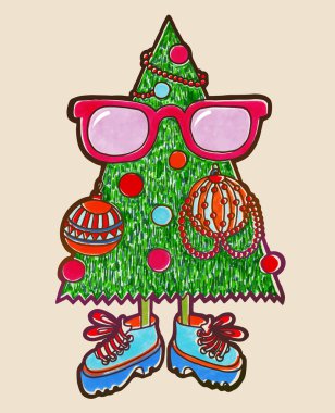 Christmas tree, hipster style vector Christmas tree, hipster style vector