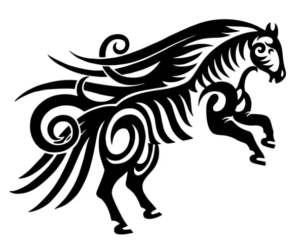 Silhouette de cheval tribal noir — Image vectorielle