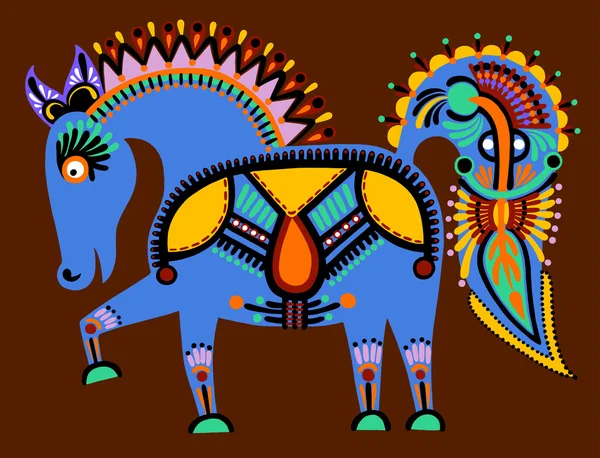 Häst, folkmusik tribal etniska illustration — Stock vektor