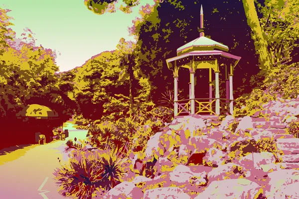 Альтанка в Нікітського ботанічного саду, Крим, Україна — стоковий вектор