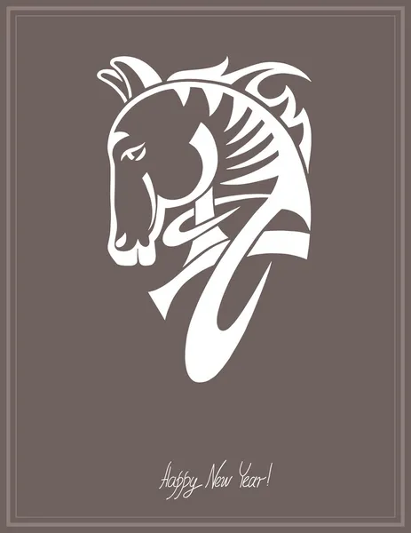 Tribal hoofd paard silhouet, symbool van 2014 jaar — Stockvector