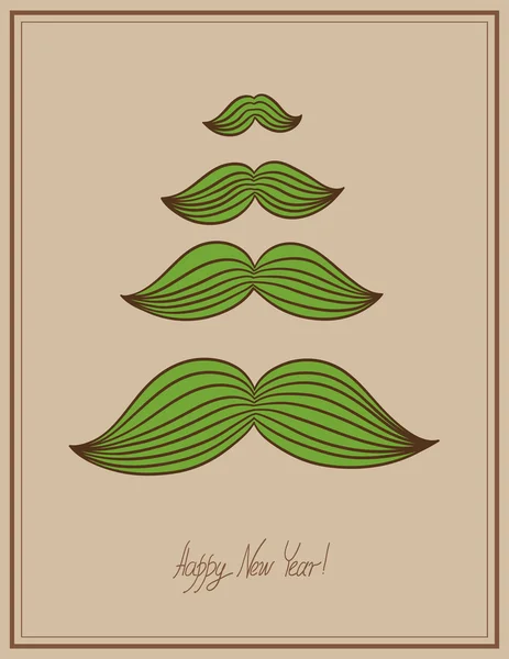 Mustache tree christmas card — Stock Vector