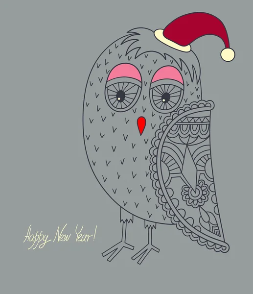 Christmas owl. happy new year! — Stock Vector