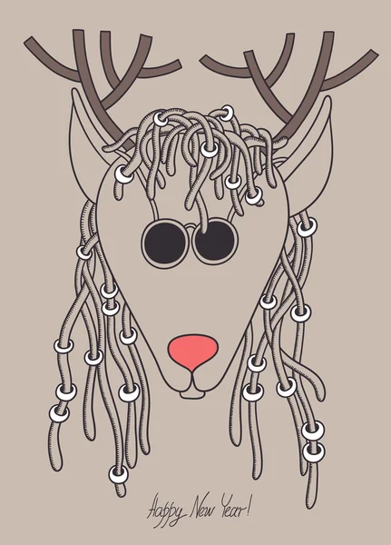 Cervo di Natale hipster — Vettoriale Stock