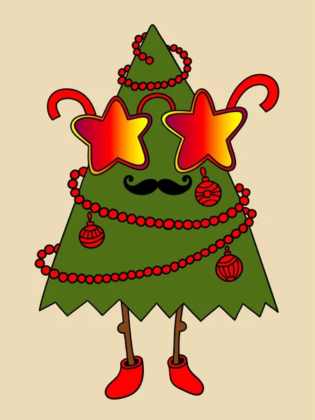 Hipster nyår träd, god jul! — Stock vektor