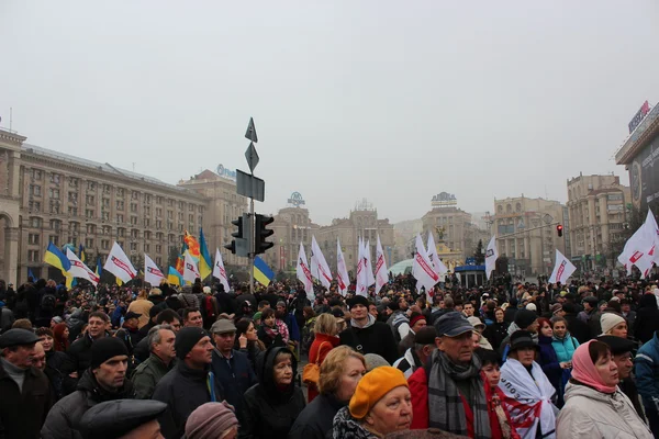 Tömeges találkozó a belépő Ukrajnának az Európai Unió, euromaydan, Kijev, Ukrajna, 2013. november 24. — Stock Fotó