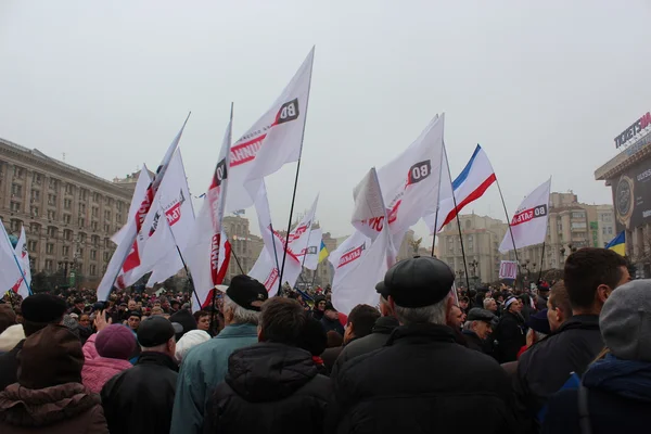 Massale bijeenkomst voor het invoeren van Oekraïne tot de Europese Unie, euromaydan, kiev, Oekraïne, 24 november 2013 — Stockfoto