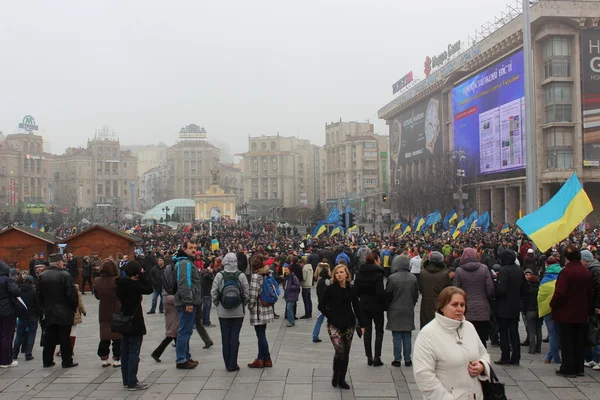 Massenversammlung für den Beitritt der Ukraine zur Europäischen Union, euromaydan, kiev, ukraine, 24. November 2013 — Stockfoto