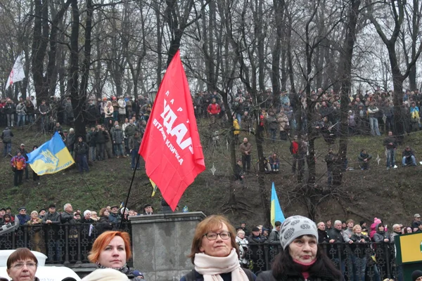 Encontro de massas para a entrada da Ucrânia na União Europeia, Euromaydan, Kiev, Ucrânia, 24 de novembro de 2013 — Fotografia de Stock