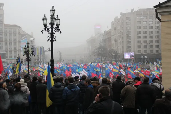 Massale bijeenkomst voor het invoeren van Oekraïne tot de Europese Unie, euromaydan, kiev, Oekraïne, 24 november 2013 — Stockfoto