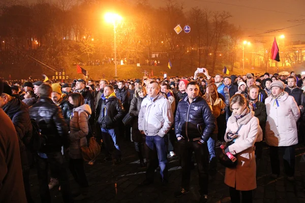 Tömeges találkozó a belépő Ukrajnának az Európai Unió, euromaydan, Kijev, Ukrajna, 2013. november 24. — Stock Fotó