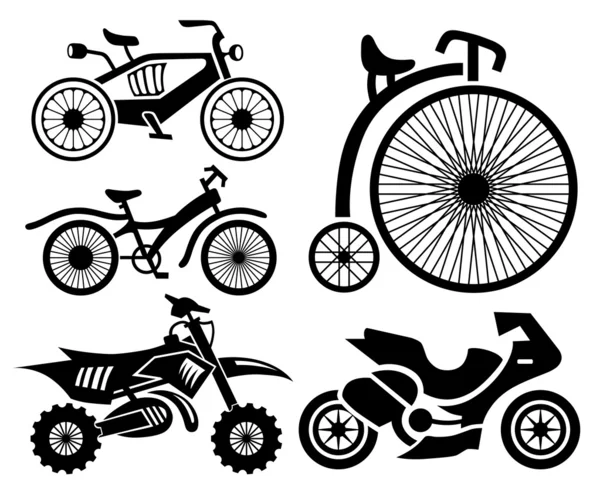 Иконки велосипедов и мотоциклов — стоковый вектор
