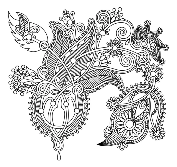 Черная линия искусства украшенный цветок дизайн — стоковый вектор