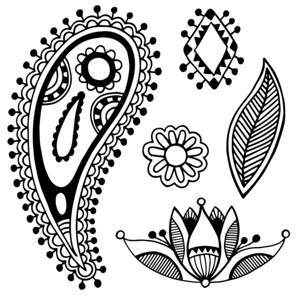 Черная линия искусства украшенный цветок дизайн — стоковый вектор
