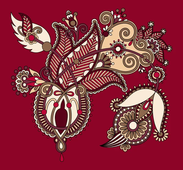 Desenați linia de artă flori ornate — Vector de stoc