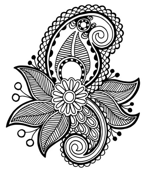 Zwarte lijn kunst sierlijke bloem design — Stockvector
