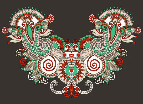 Neckline ornate floral paisley — Stock Vector