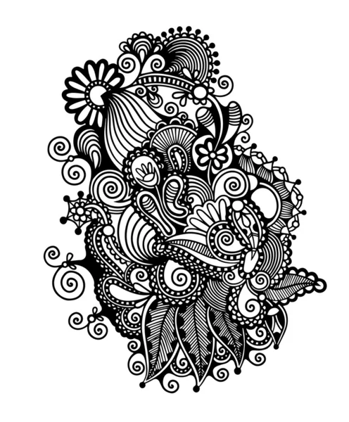 Siyah çizgi sanatı süslü çiçek tasarım — Stok Vektör