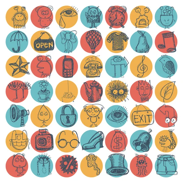 49 el çizim doodle Icon set — Stok Vektör