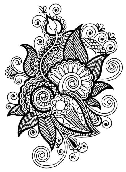 Black line art ornate flower — Stock Vector