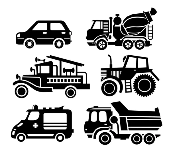 Icono del coche, transporte negro — Vector de stock