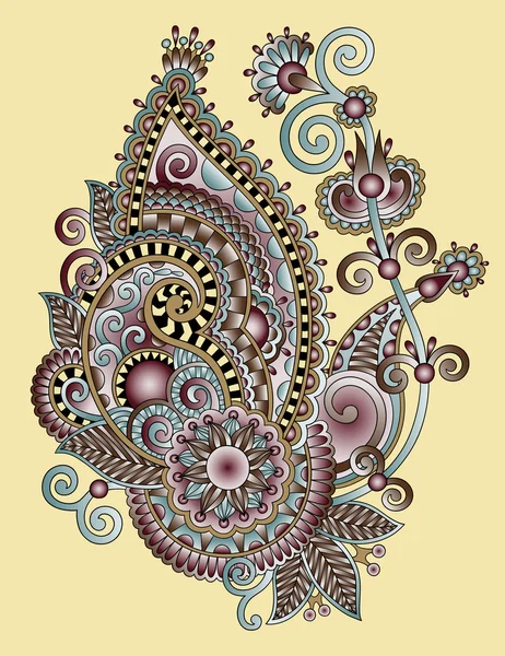 원래 손으로 그릴 라인 아트 화려한 꽃 디자인. 우크라이나어 트 라 드 — 스톡 벡터