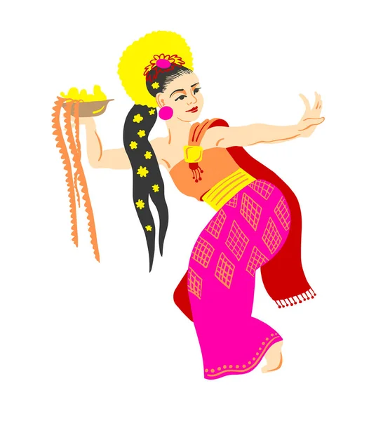 Bailarina Balinesa Ilustración Del Vector Vestuario Tradicional — Archivo Imágenes Vectoriales